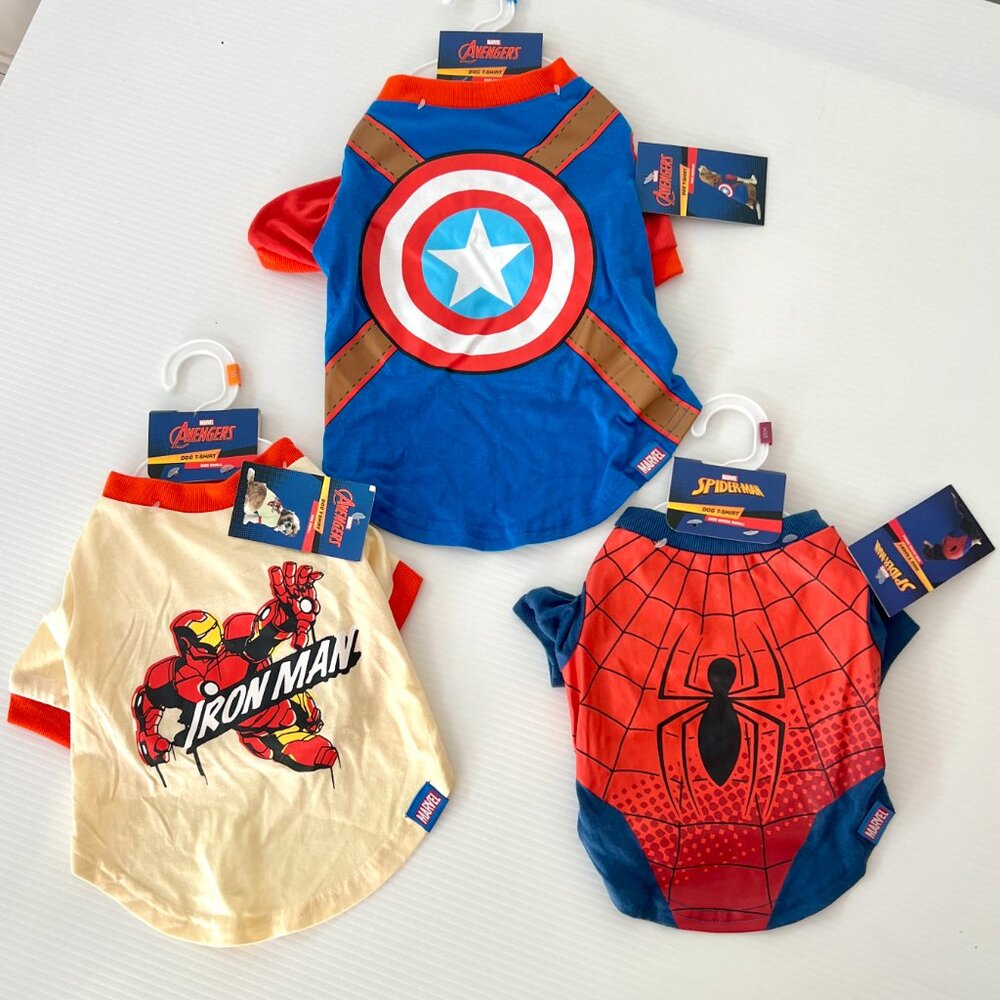 Halloween Marvel Superhero Dog T-Shirts- Captain America, Iron‎ Man & Spiderman - Picture 2 of 4